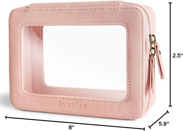Aveniee Clear Makeup Bag Organizer, Travel Toiletry Bag for Women, Waterproof Cosmetic Pouch with Zippers,Car Accessories Organizers and Storage Case,Pink - Image 8