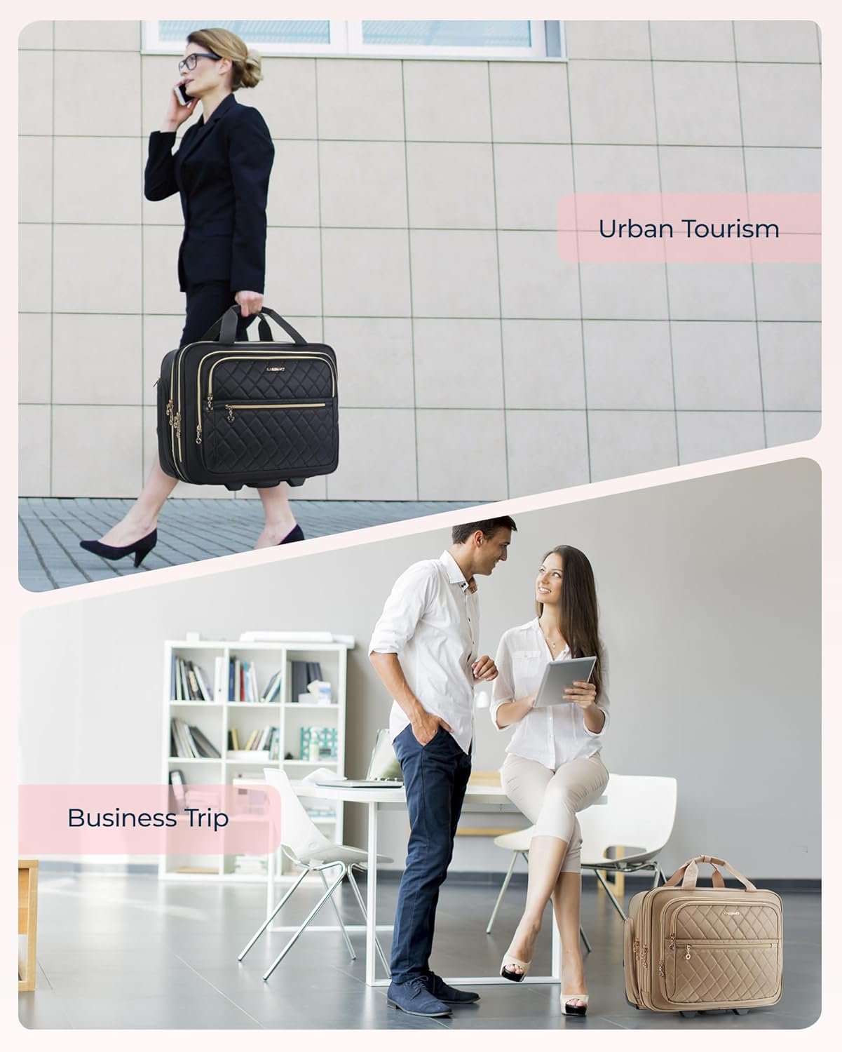 BAGSMART Women's Rolling Laptop Bag for 15.6 Inch Laptop, Underseat Carry-On Luggage with TSA Lock, Wheeled Computer Briefcase for Travel Work Business, Black - Image 7