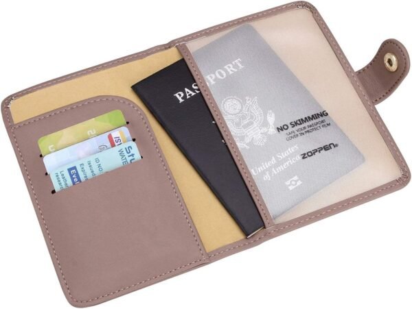ZOPPEN Passport Holder Women, Passport Cover Travel Wallet Rfid Blocking Passport Wallet Cover Case Travel Essentials Document Organizer, Dusty Pink - Image 4