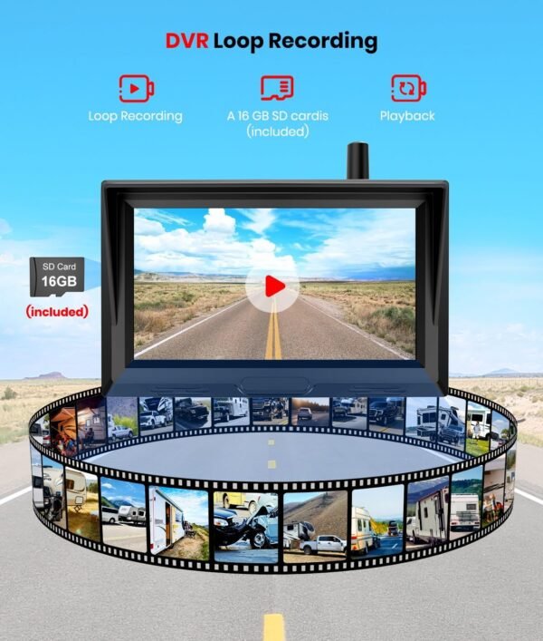 Solar Wireless Magnetic Backup Camera for Truck: 5" 1080P Recording Monitor Portable Trailer Rear View Camera, 1Mins DIY Install & Long Battery Life IR Night Vision RV Camera for Camper-S3 - Image 6