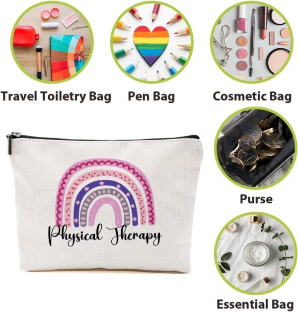 Rainbow Physical Therapy Makeup Bag, Physical Therapy Gifts Cosmetic Bag, Physical Therapist Gifts Thank You Gifts for Women Teacher, Occupational Therapy Gifts Christmas Birthday Gifts Toiletry Bag - Image 4