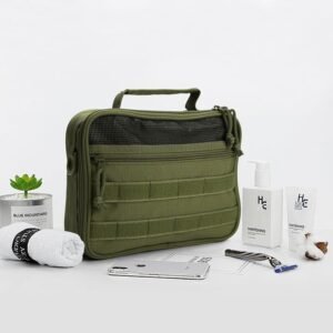 SMONT Toiletry Bag for Men Travel Toiletry Organizer Dopp Kit Organizer Toiletries Travel Bag Shaving Hygiene Bag Bathroom Hanging Men’s Toiletry Bag for Short Trips Army Green