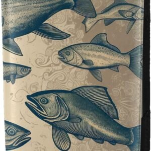 Vintage Different Fish Passport Holder for Travel,RFID Passport Cover Wallet PU Leather Passport Card Holder Case Cute Passport Protector for Women Men