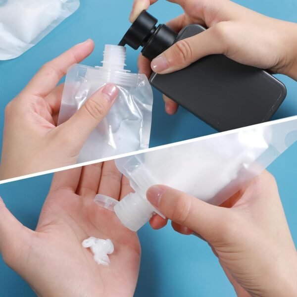 Liquid Pouches for Travel, 10 Pcs 50ml Transparent Portable Fluid Packing Bags Leak Proof Travel Pouch for Liquids Reusable Empty Squeeze Pouches Applies to Toiletry Cosmetic Lotion Shampoo Shower Gel - Image 6
