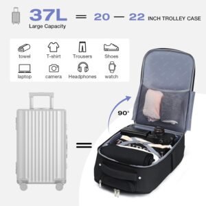 Rolling Backpack for Adults,17 Inch Waterproof Underseat Carry On Luggage, Wheeled Carry-on Luggage, Travel Backpack for Men Women， Trolley Laptop， Black Medium