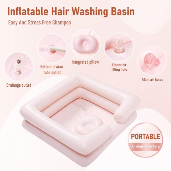 Inflatable Bedside Shampoo Set with Water Bag and Waterproof Shawl. Wash Hair in Bed for Children, the Elderly, Pregnant Women, Post-surgery or Bedridden Patients. Water Bag Capacity 2.1 Gallons (8L) - Image 5