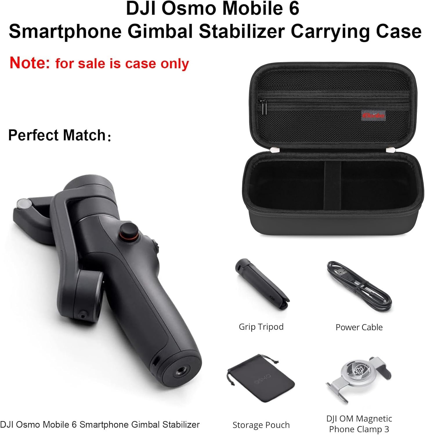 Elonbo Carrying Case for DJI Osmo Mobile 6 Smartphone Gimbal Stabilizer, OM 6 Portable Handheld Foldable Built-in Extension Rod 3-Axis Phone Gimbal Tripod Travel Storage Protective Bag, Black - Image 2