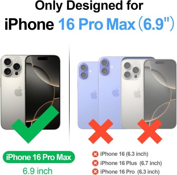 Compatible with MagSafe iPhone 16 Pro Max Case Wallet with AirTag Holder,2 in 1 PU Leather Magnetic Detachable RFID Blocking Credit Card Holder Flip Cover Kickstand for Men Women,Black - Image 7