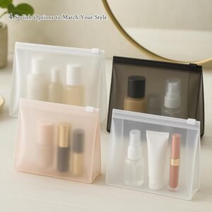 Circloophs 80 Pack Small Clear Makeup Bag Bulk Organizer Cosmetic Zipper Pouch Small Travel Pouches for Toiletries Transparent EVA Reusable Wash Bags Waterproof Plastic Clear Gift Bags, Frosted, 7.9”