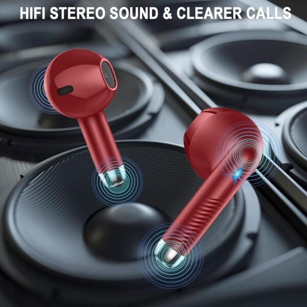 Wireless Earbuds, Bluetooth 5.4 Headphones LED Power Display Ear Buds Bass Stereo, Bluetooth Earbuds in-Ear Noise Cancelling Mic, 40H Playback Mini Case IP7 Waterproof Sports Earphones for Android iOS - Image 6