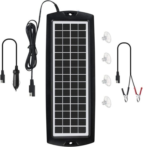 Sunway Solar Car Battery Trickle Charger & Maintainer 5W Solar Panel Power 12V Charger kit Portable Waterproof for Automotive RV Marine Boat Truck Motorcycle Trailer Tractor Powersports Snowmobiles