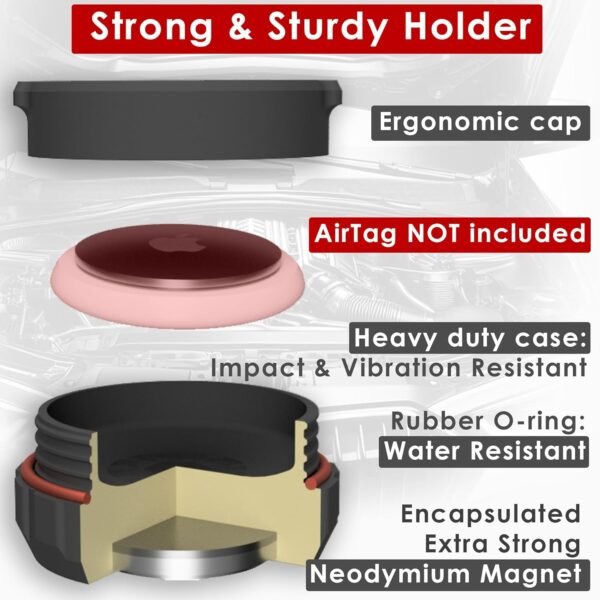 Ultra Strong Neodymium Compatible with AirTag Magnetic Case for Apple Tag Waterproof AirTag Magnet Holder, Easy Screw On Secure Attach Air Tag for Car (Magnetic) - Image 4