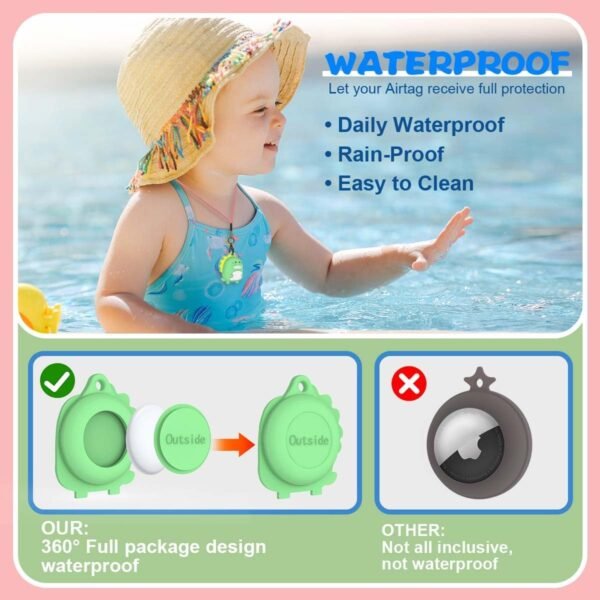 4-Pack Cute Case for AirTag Necklace Design, Waterproof Air Tag Necklace Soft Silicone Protective Air Tags Holder with Key Ring - Image 3