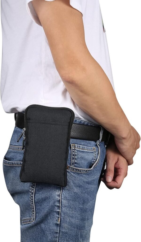 Cell Phone Belt Clip Holster for Men, Crossbody Phone Sling Bags Black, Waterproof Cell Phone Belt Holder Smartphone Carry Case with Belt Loop with Shoulder Strap Messenger Bag Bumbag Protector Wallet - Image 7