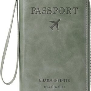 Leather RFID Blocking Passport Holder Travel Wallet, Passport Cover/Travel Wallet for Women/Men with