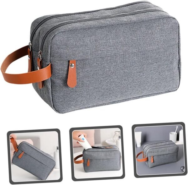 Travel Toiletries Bag for Men Portable Wash Bag with Multiple Pockets Compact Design for Easy Access and Organization for Travel Essentials Gray - Image 5