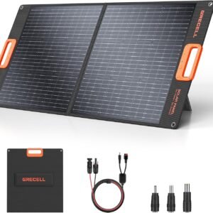 GRECELL 100W Portable Solar Panel for Power Station Generator, 20V Foldable Solar Cell Solar Charger with High-Efficiency Battery Charger for Outdoor Camping Van RV Trip