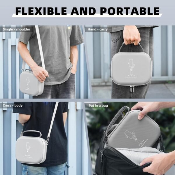 Osmo Mobile 7P Carrying Case, PU Portable Shoulder Bag for DJI OM 7 Pro/7 – Protective Travel Storage Case Smartphone Gimbal Stabilizer Accessories, Gray - Image 4