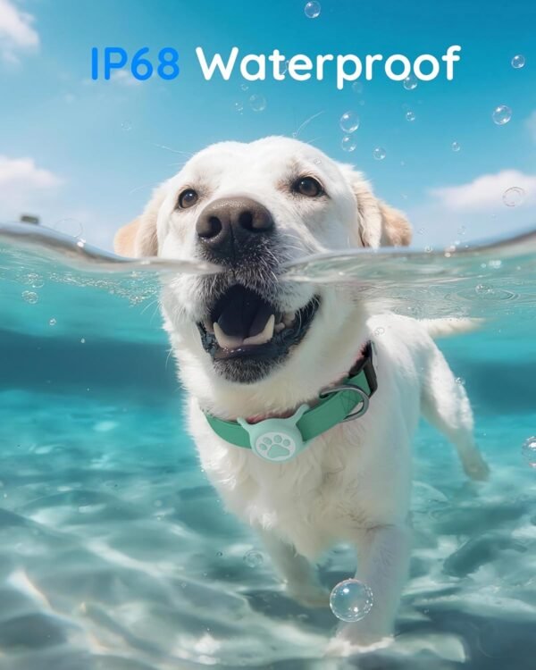 IP68 Waterpoof Dog Airtag Holder, Stretchy Silicone Full Body Covered Apple Air Tag Holder for Dog Cat Collar Fit All Width Collar (Black/Green/Blue/Pink, 4 Pack) - Image 2