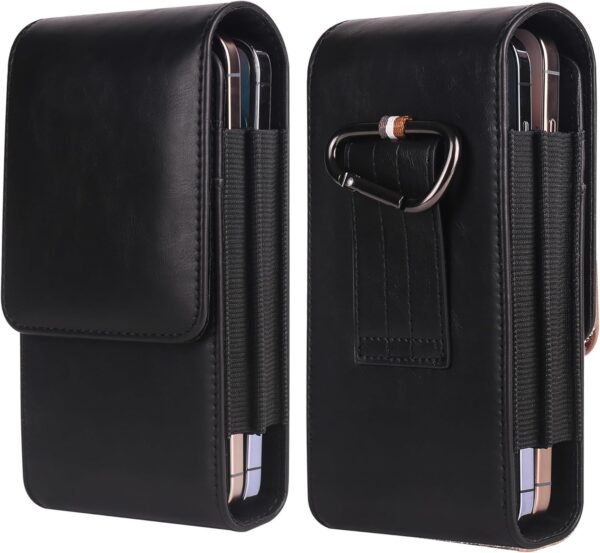 Cell Phone Waist Belt Bag Mens Leather, Mobile Phone Pouch Leather, Large Capacity Cellphone Waist Pack Belt Loop Holster Wallet Carrying Case Pocket Handbag Bumbag Holster with Card Holder
