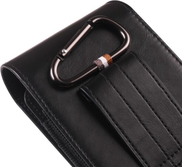 Cell Phone Waist Belt Bag Mens Leather, Mobile Phone Pouch Leather, Large Capacity Cellphone Waist Pack Belt Loop Holster Wallet Carrying Case Pocket Handbag Bumbag Holster with Card Holder - Image 6