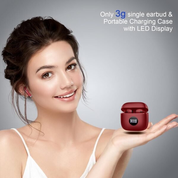 Wireless Earbuds, Bluetooth 5.4 Headphones LED Power Display Ear Buds Bass Stereo, Bluetooth Earbuds in-Ear Noise Cancelling Mic, 40H Playback Mini Case IP7 Waterproof Sports Earphones for Android iOS - Image 5