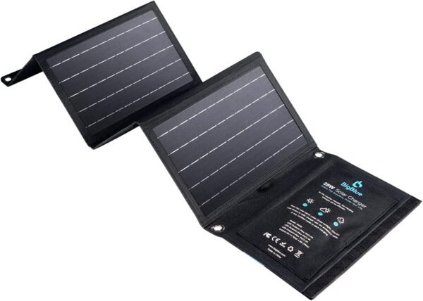 BigBlue 28W Solar Charger with 3 USB Ports(5V/4.8A Max in Total), Portable Solar Phone Charger, Foldable Camping Solar Panels Compatible for iPhone 11/Xs/XS Max/XR/X/8/7, iPad, Galaxy S9/S8, LG etc