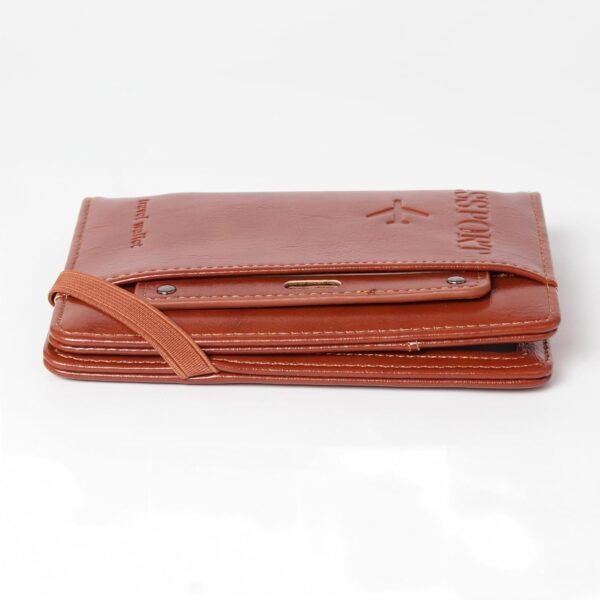Passport Holder for Travel, RFID Passport Cover Wallet for Women Men, PU Leather Passport Book Card Holder Case with Pen, Travelling Essentials for Flying（Brown） - Image 3
