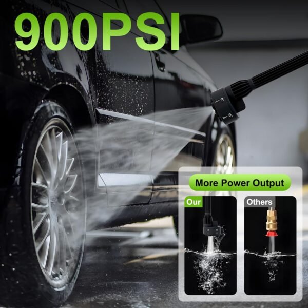 900PSI Cordless Pressure Washer, Portable 48V Power Washer with 3.0Ah Dual Batteries and 6-in-1 Nozzle, for Car, Fence, Floor, Patio Cleaning and Plant Watering - Image 3