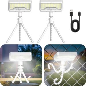 Tryme Solar Lights Outdoor with Motion Sensor, USB & Solar Powered, Adjustable Angle, 3 Modes, Octopus Stand, IP65 Waterproof Fence Lights for Garden, Gate (2 Pack)