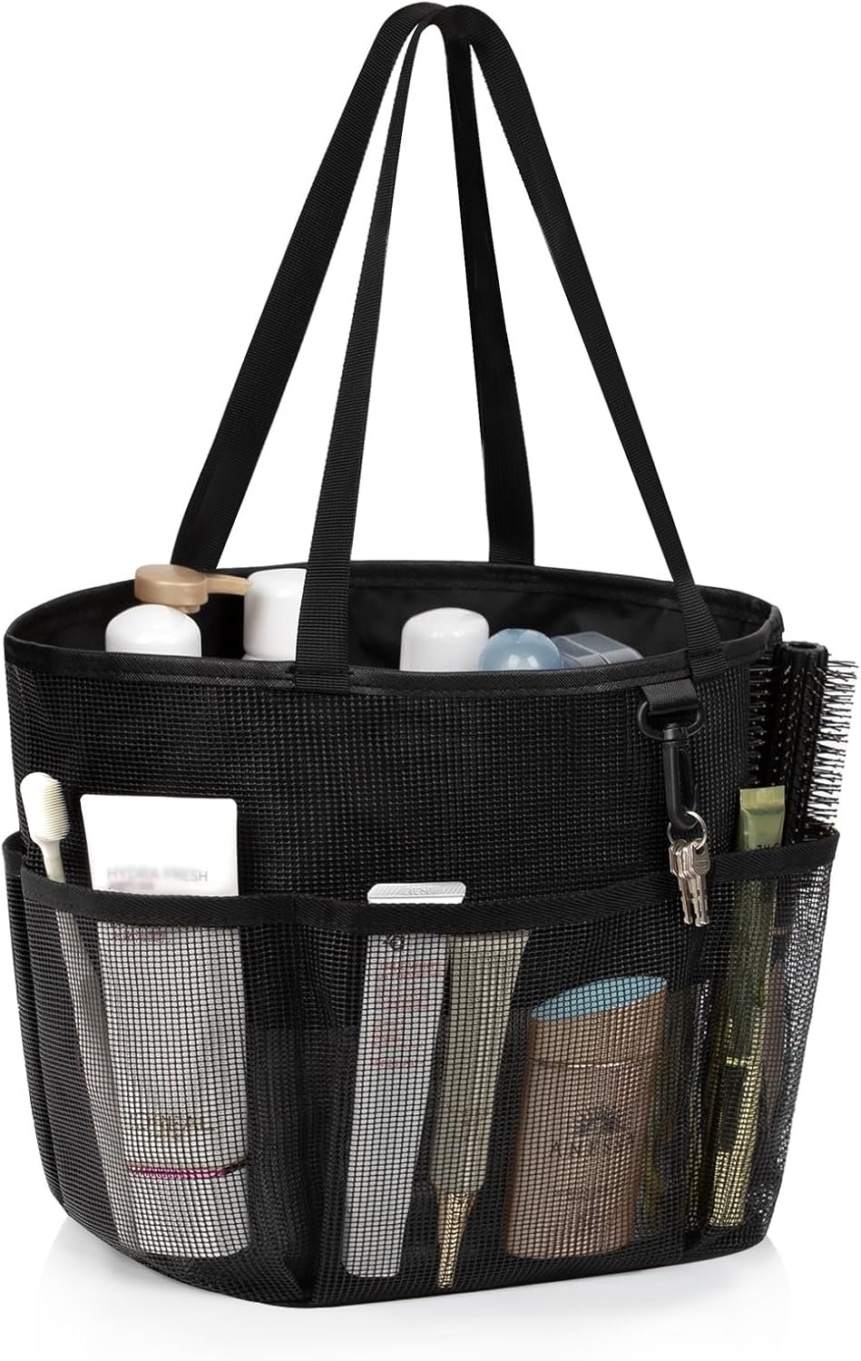Mesh Shower Caddy Portable, Large Capacity Shower Bag Quick Dry Bathroom Tote, Travel Toiletry Bag Organizer with 6 Pockets for Dorm Room, Gym, Bathroom, Swimming, Camping, Beach, Travelling - Image 8