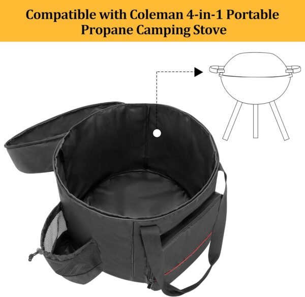 samdew Stove Carry Bag Compatible with Coleman 4-in-1 Portable Propane Camping Stove, Outdoor Grill Storage Case with Pockets for Grill Tools, for Camping, Tailgating, Grilling, Bag Only - Image 2