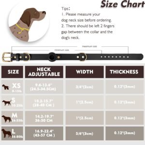 AirTag Dog Collar – 100% Genuine Leather Dog Collar with Apple AirTag Holder, Suitable for Large Dogs, Black, L, Adjustable Size 16.9-22.4 Inch