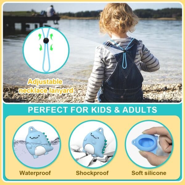 4-Pack Cute Case for AirTag Necklace Design, Waterproof Air Tag Necklace Soft Silicone Protective Air Tags Holder with Key Ring - Image 5