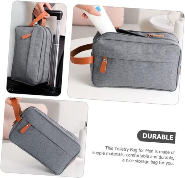 Travel Toiletries Bag for Men Portable Wash Bag with Multiple Pockets Compact Design for Easy Access and Organization for Travel Essentials Gray - Image 8