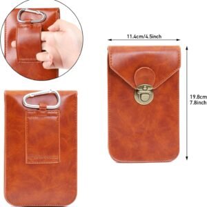 Leather Cell Phone Holster for Belt, Large Smartphone Cell Phone Case Pouch, Leather Mobile Phone Bag for Belt