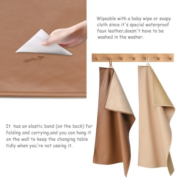 Owlowla Baby Diaper Changing Pad Portable Changing Mat Travel Changing Pad Liner for Baby and Small Toddler(Beige&Brown) - Image 3