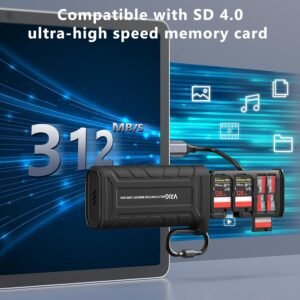 VRIG High-Speed SD Card Reader USB 3.1 Type-C SD/TF Card Carrying Case Holder for Cameras, Smartphones, Drones, Action Cameras