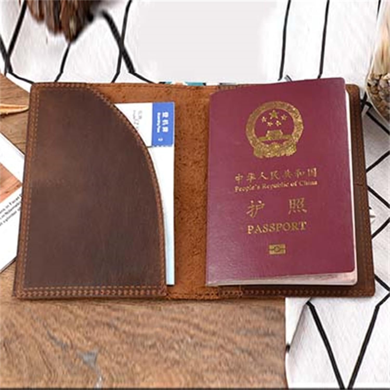 Vintage Pull-Up Leather Passport Holder – Genuine Full-Grain Travel Wallet for Men & Women – RFID Blocking Card Slots – Fits Tickets, Boarding Pass, ID - Image 4