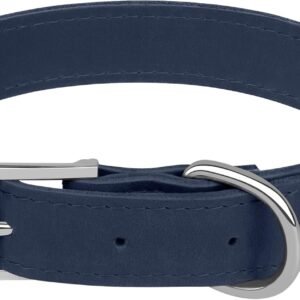 Leather Dog Collar with Airtag Holder – Apple AirTag Dog Collars – Soft Tracking Smart GPS Pet Collar for Small Medium Large Dogs Puppy (Smoky Blue, XL, 19″-24″ Neck Fit)