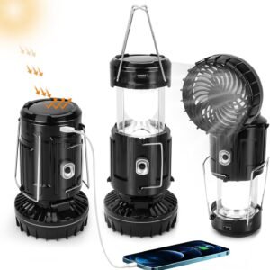 2024 Upgrade Solar Powered Camping Lantern with Fan – Stay Cool and Well-lit During Outdoor Adventures with This Versatile Lantern Featuring a Built-in Fan for Added Comfort.