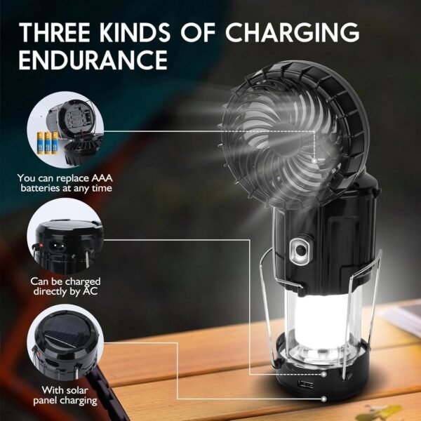 2024 Upgrade Solar Powered Camping Lantern with Fan - Stay Cool and Well-lit During Outdoor Adventures with This Versatile Lantern Featuring a Built-in Fan for Added Comfort. - Image 6