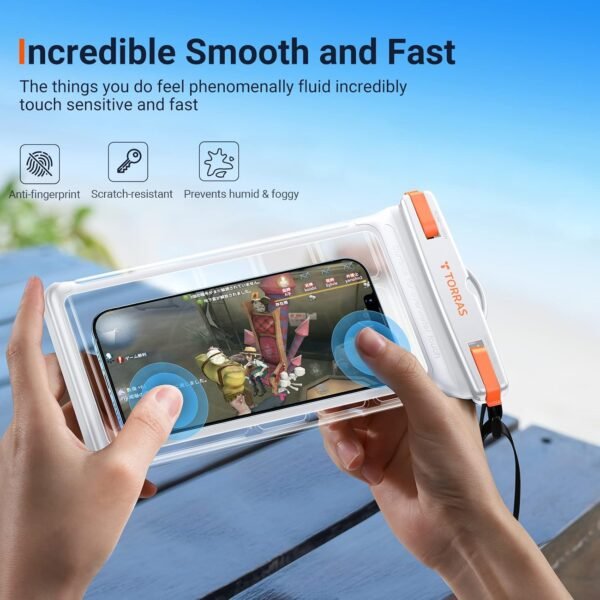 TORRAS IPX8 Waterproof Phone Pouch, Underwater Screen Touchable, Floating Waterproof Phone Case with Lanyard for Pixel 10 pro XL iPhone 16 Pro Max 15 S25, Dry Bag Cruise Travel Essentials 6.9", White - Image 5