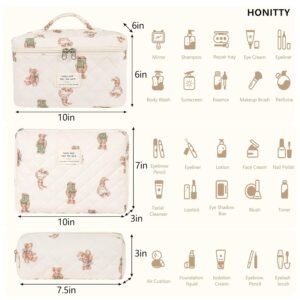 Makeup Bag,Quilted Cosmetic Bag,Large Floral Make Up Bag for Women,Cotton Makeup Bag Set,Flower Travel Toiletry Bag