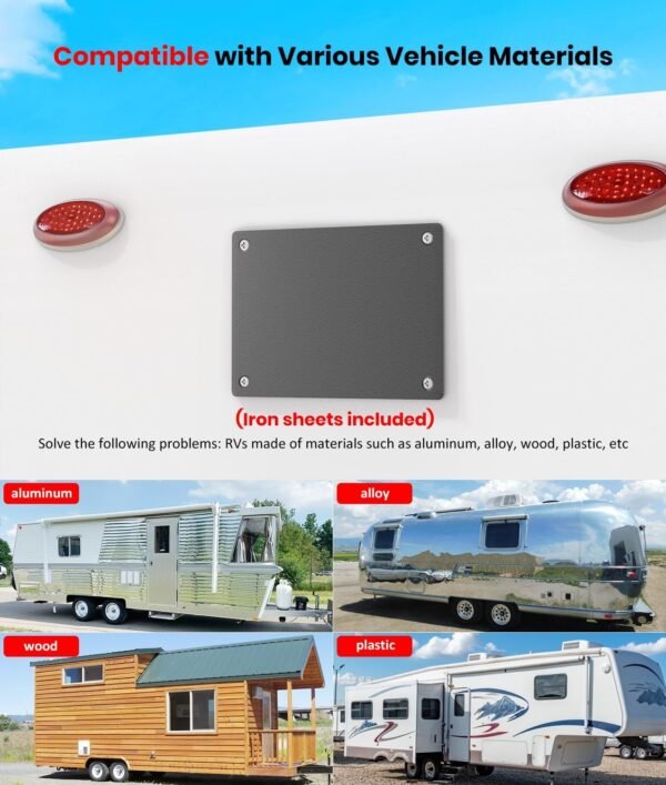 Solar Wireless Magnetic Backup Camera for Truck: 5" 1080P Recording Monitor Portable Trailer Rear View Camera, 1Mins DIY Install & Long Battery Life IR Night Vision RV Camera for Camper-S3 - Image 2