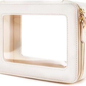 Aveniee Clear Makeup Bag Organizer, Travel Toiletry Bag Cosmetic Case for Women, Portable Make Up Skincare Pouch Car Organizer Bag with Zippers for Essentials,White