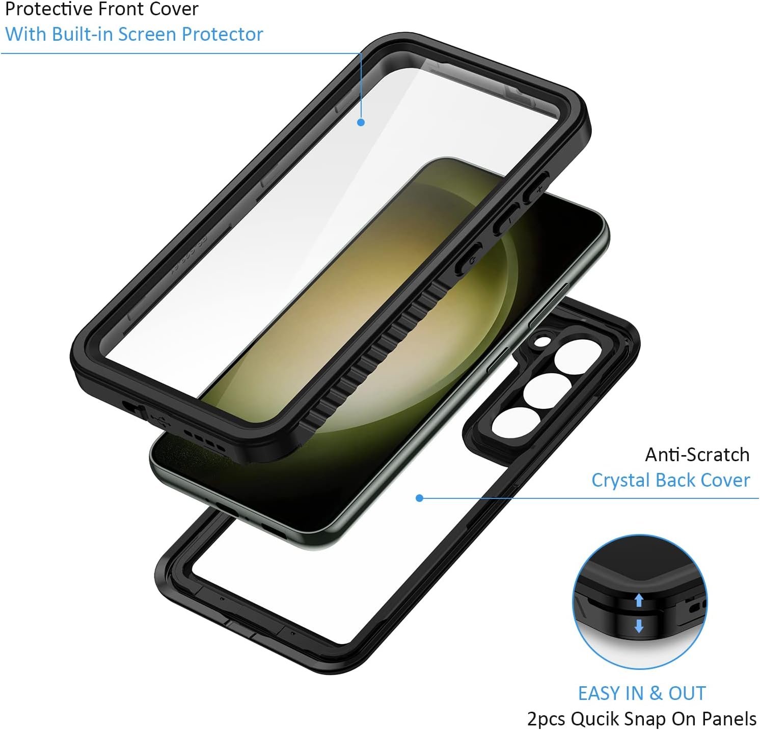 Lanhiem Magnetic for Samsung Galaxy S23 Phone Case, IP68 Waterproof Dustproof, Built-in Screen Protector, Rugged Full Body Shockproof Protective Cover for Galaxy S23 5G 6.1 Inch, Black - Image 4