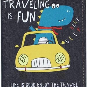 Cute Vegan Leather Passport Holder Cover World Map Travel One Pocket Passport Case Wallet for Kids Teens Adults