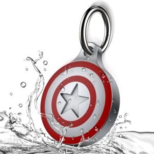 Lanteso IPX8 Waterproof AirTag Keychain for Apple Airtags Holder, [Full Body Shockproof][Dustproof][Anti-Scratch] Airtag Aluminum Metal Case for Wallet, Luggage, Cat, Dog, Pets (Grey)