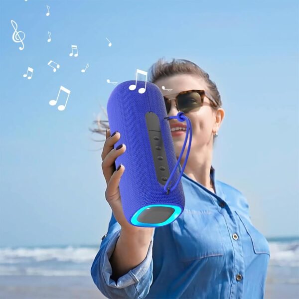 Bluetooth Speaker, Portable Wireless Clear Loud Stereo Sound IPX5 Waterproof with RGB Lights BT5.3 Long Playtime TWS Pairing,for Home Party Outdoor Beach,Great Gift Choice (Blue) - Image 2